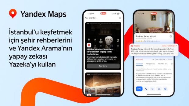 Yandex Maps, bir milyondan fazla lokasyon, interaktif rehberler ve daha fazlasını sunuyor